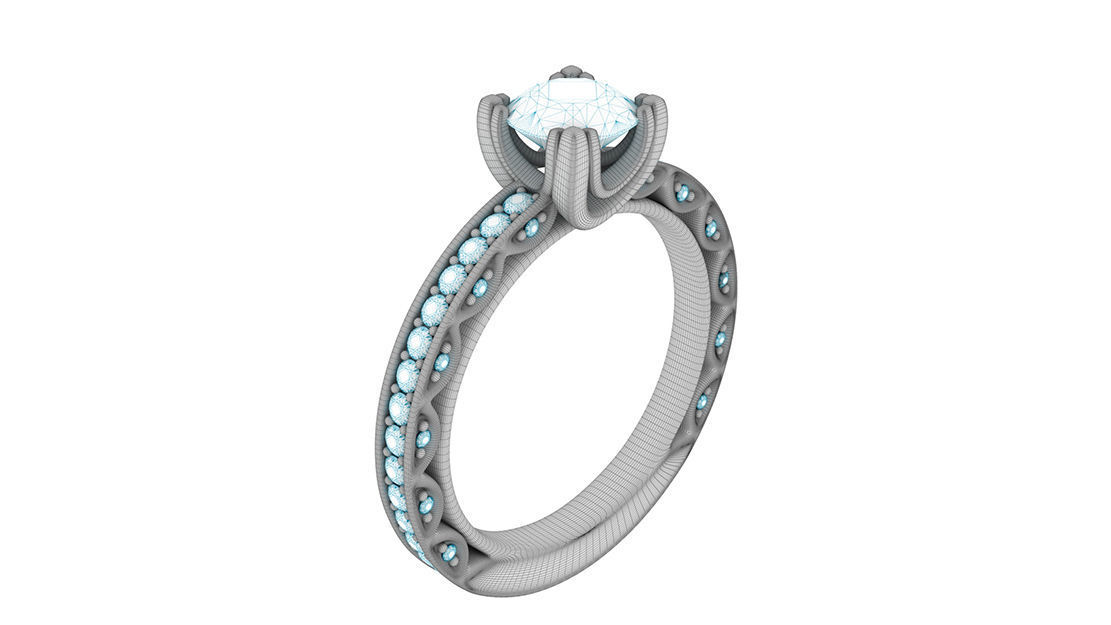 Engagement diamond ring 3D print model_14