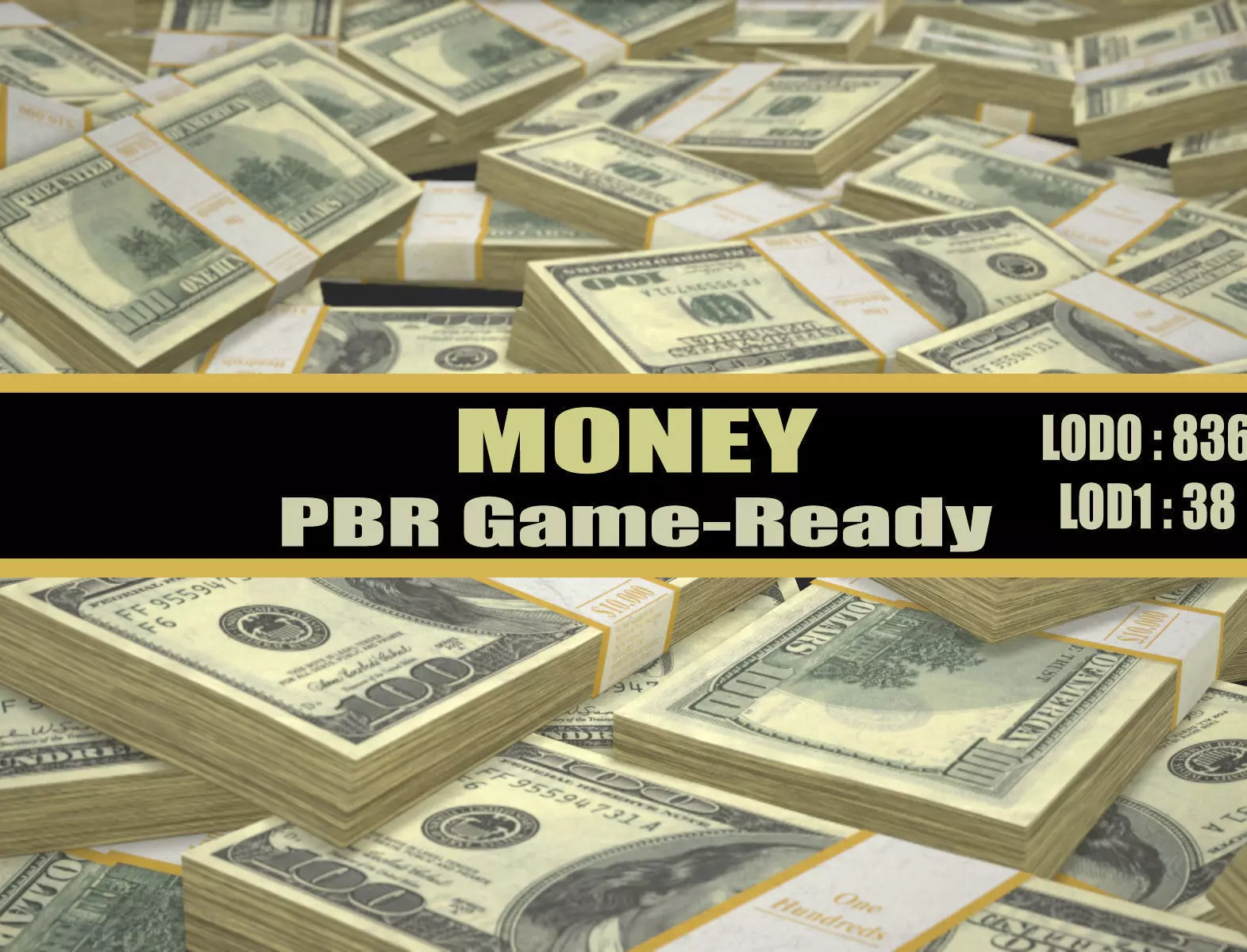 Money Dollars Low-poly 3D model