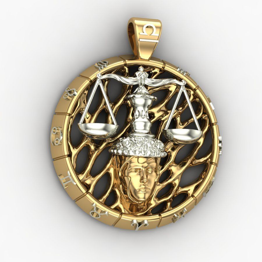 Pendant zodiac sign Libra 3D print model_4