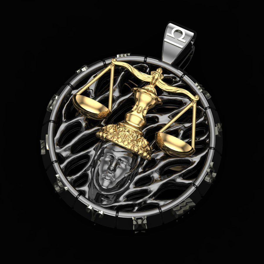 Pendant zodiac sign Libra 3D print model_6