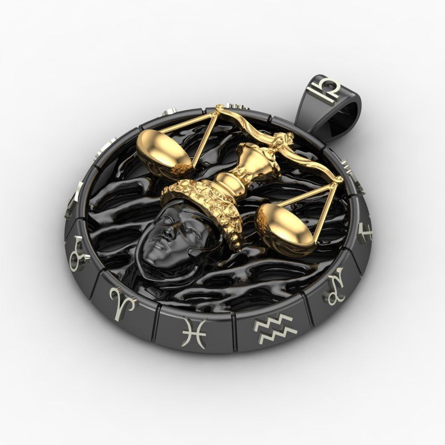 Pendant zodiac sign Libra 3D print model_1