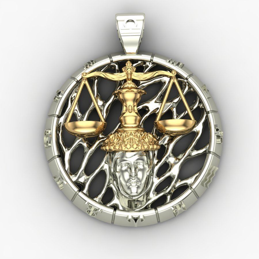 Pendant zodiac sign Libra 3D print model_5