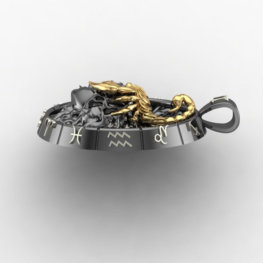 Pendant of the zodiac sign of the scorpion 3D print model_3