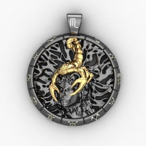 Pendant of the zodiac sign of the scorpion 3D print model