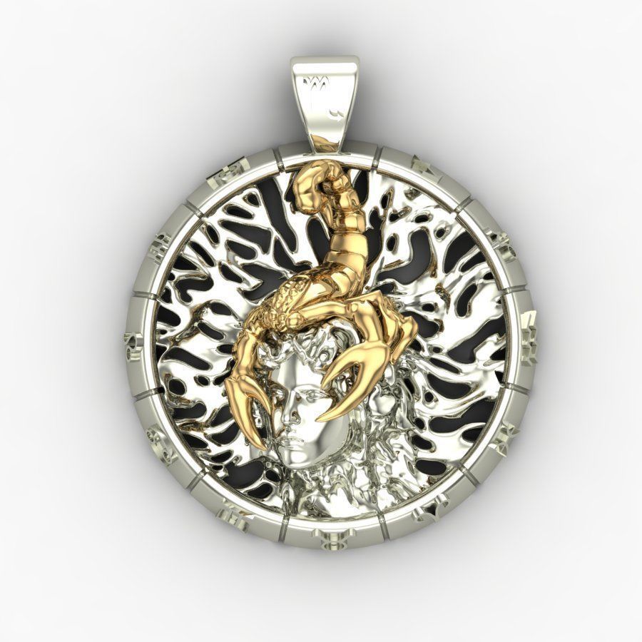 Pendant of the zodiac sign of the scorpion 3D print model_6
