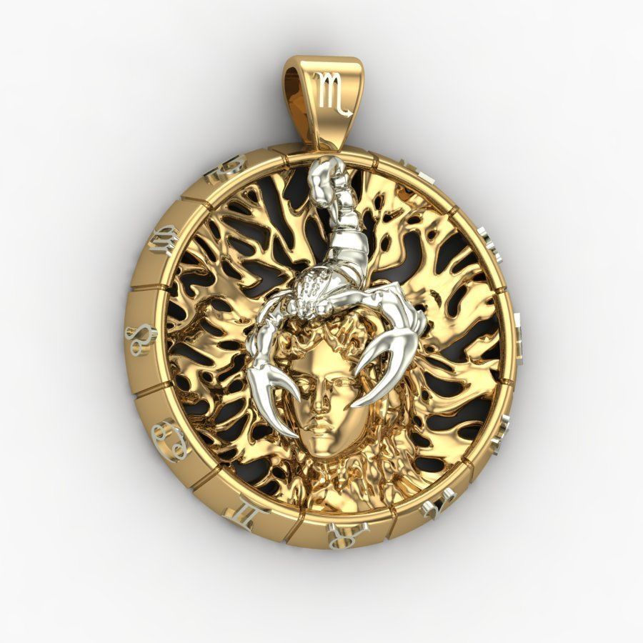 Pendant of the zodiac sign of the scorpion 3D print model_5