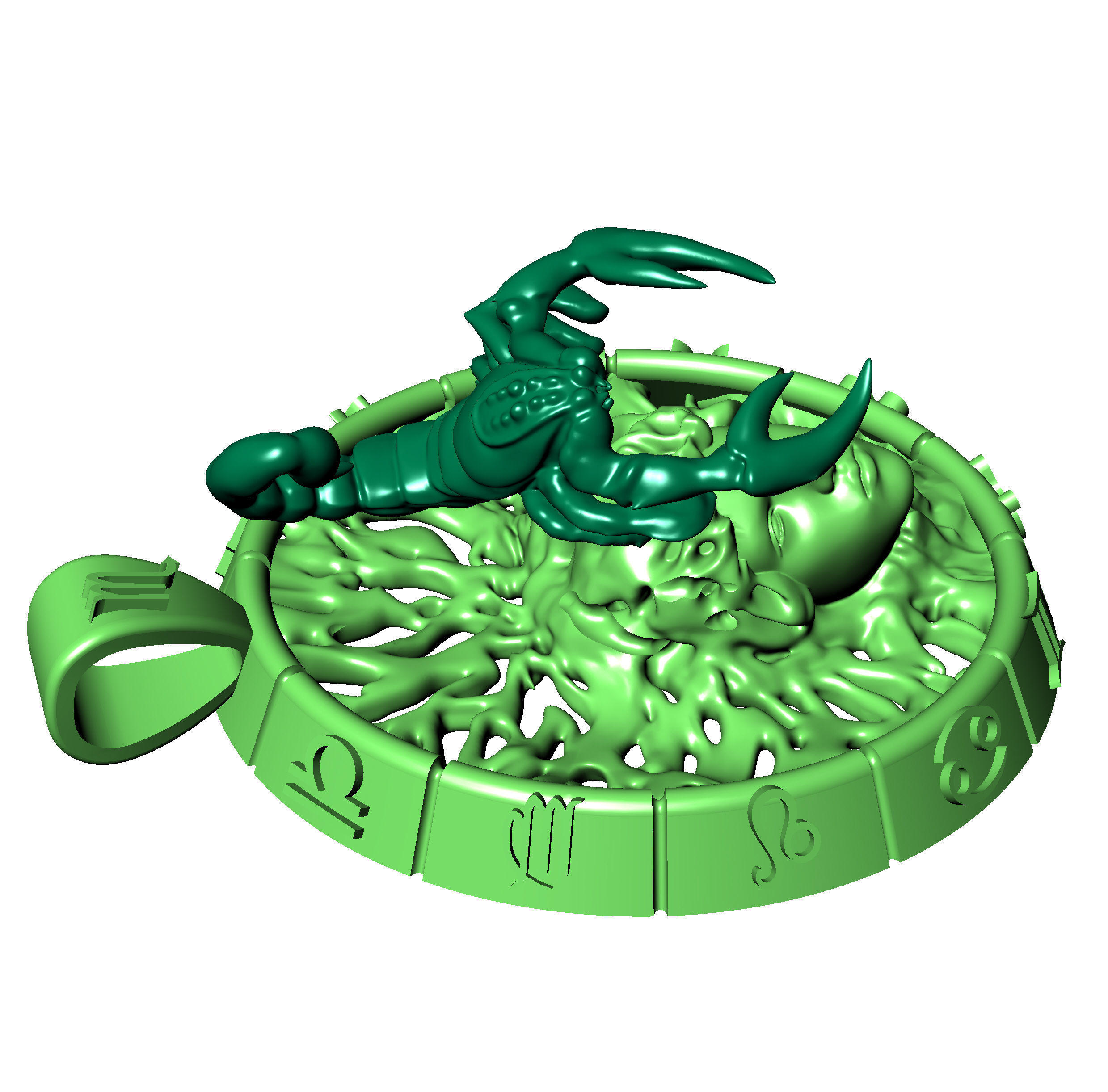 Pendant of the zodiac sign of the scorpion 3D print model_8