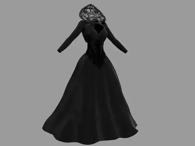 Victorian Gothic Dress 4 Low-poly 3D model