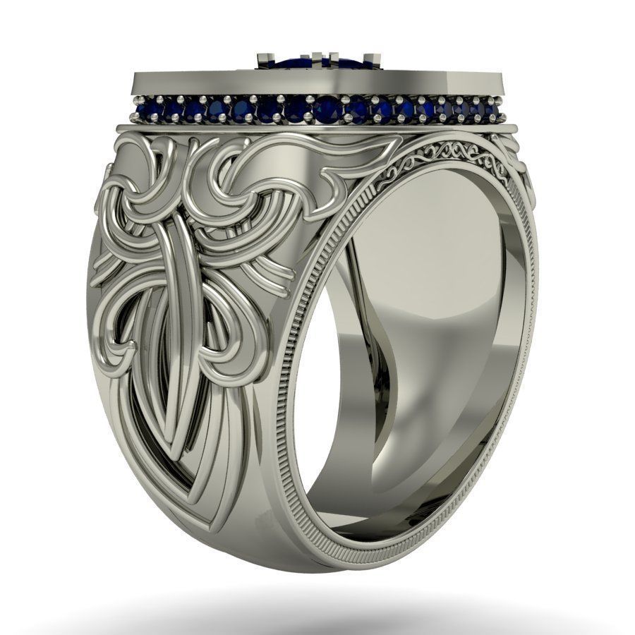 signet ring for men with gems 3D print model_1