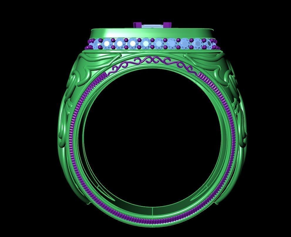 signet ring for men with gems 3D print model_8