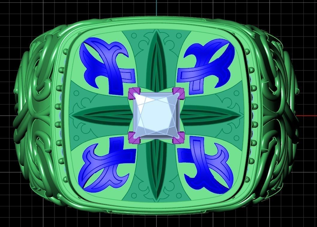 signet ring for men with gems 3D print model_10