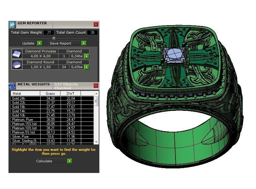 signet ring for men with gems 3D print model_6