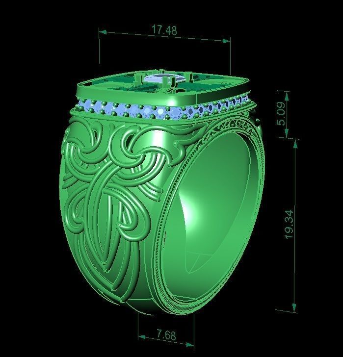 signet ring for men with gems 3D print model_5
