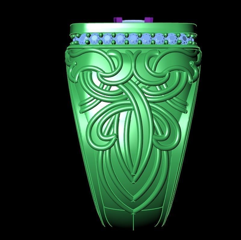 signet ring for men with gems 3D print model_7