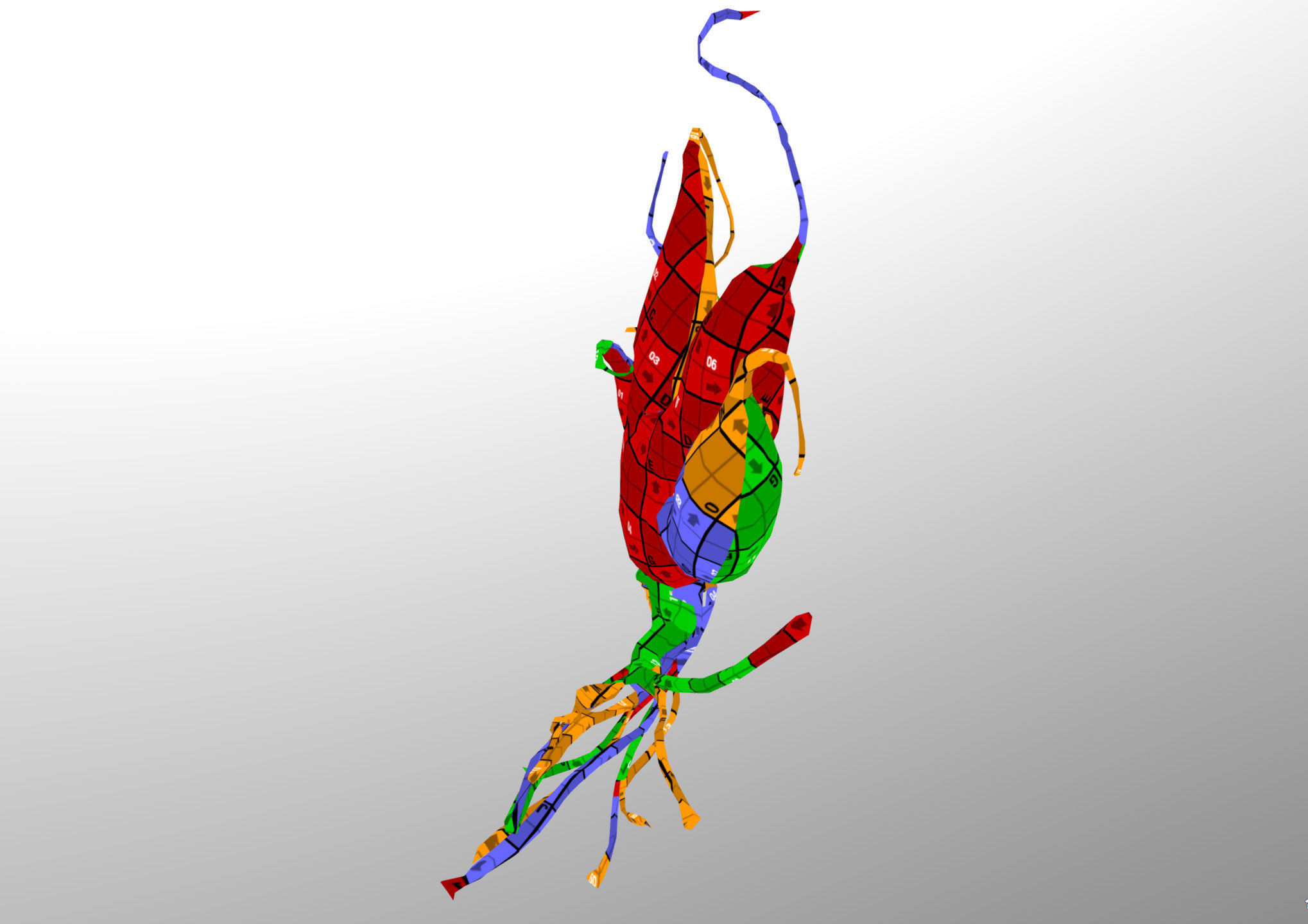 Old five steam carrot root Low-poly 3D model_26