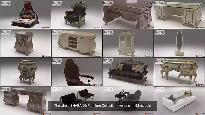 The whole SHABANG Furniture Collection - volume 1 3D Model Pack 6