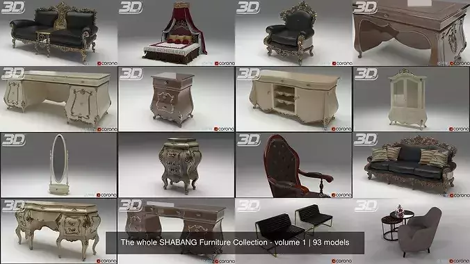 The whole SHABANG Furniture Collection - volume 1 3D Model Pack 5