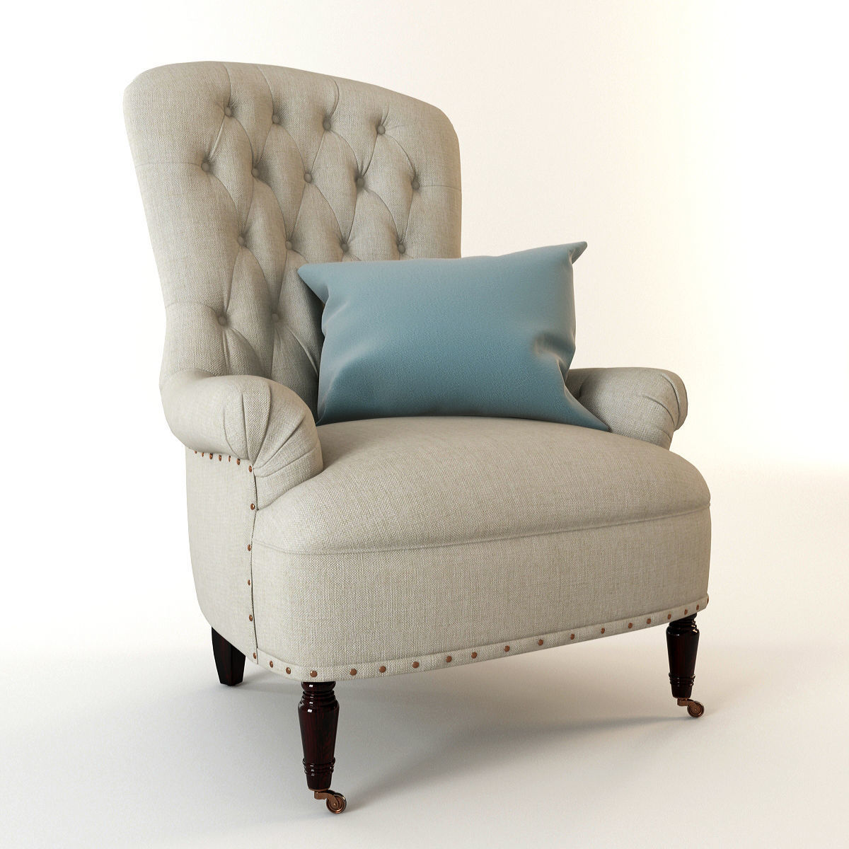 Armchair Tufted 3D model_1