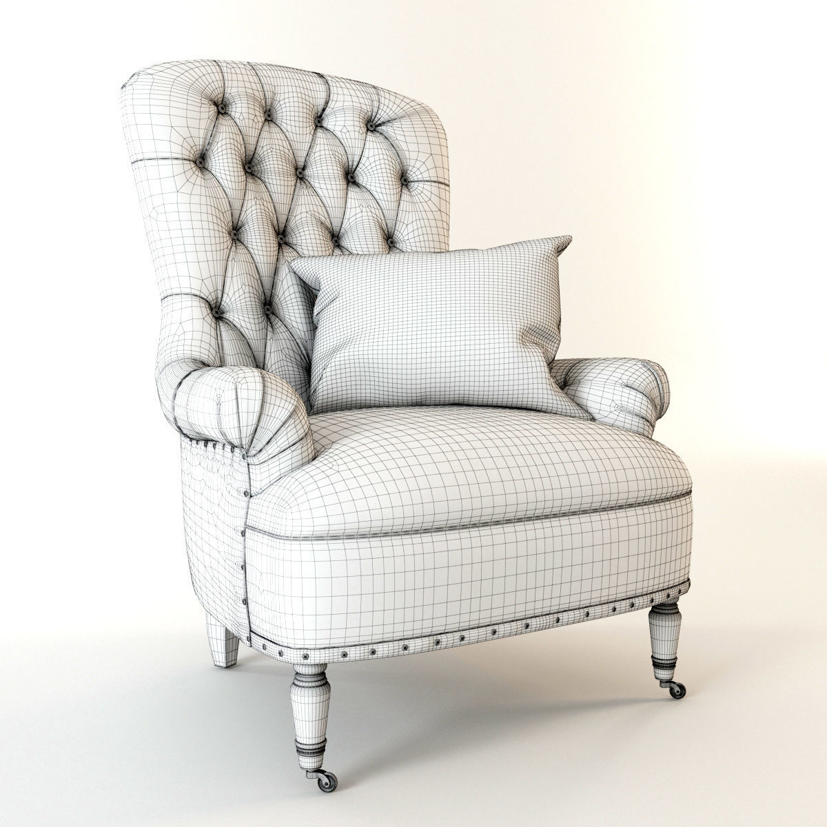 Armchair Tufted 3D model_4