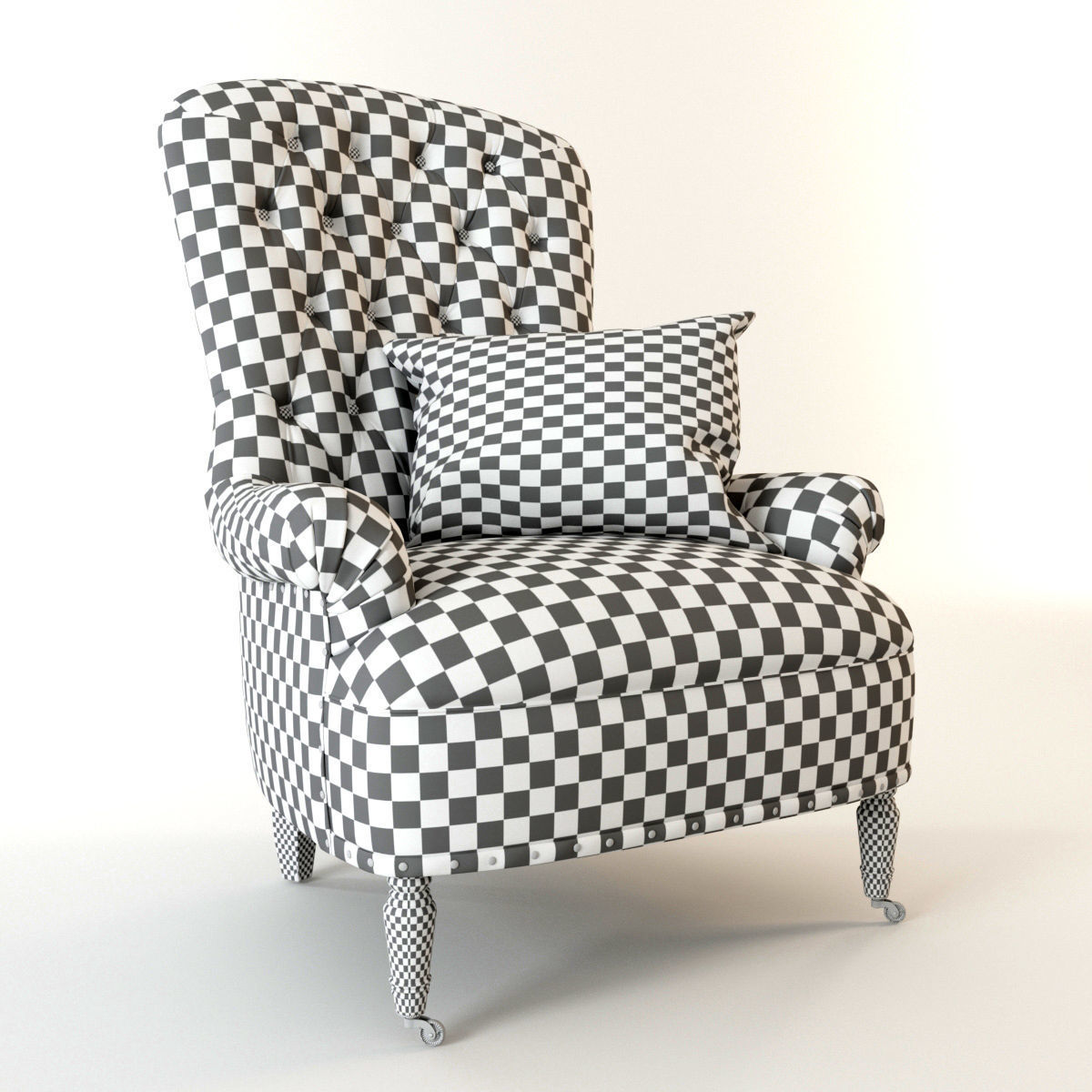 Armchair Tufted 3D model_5