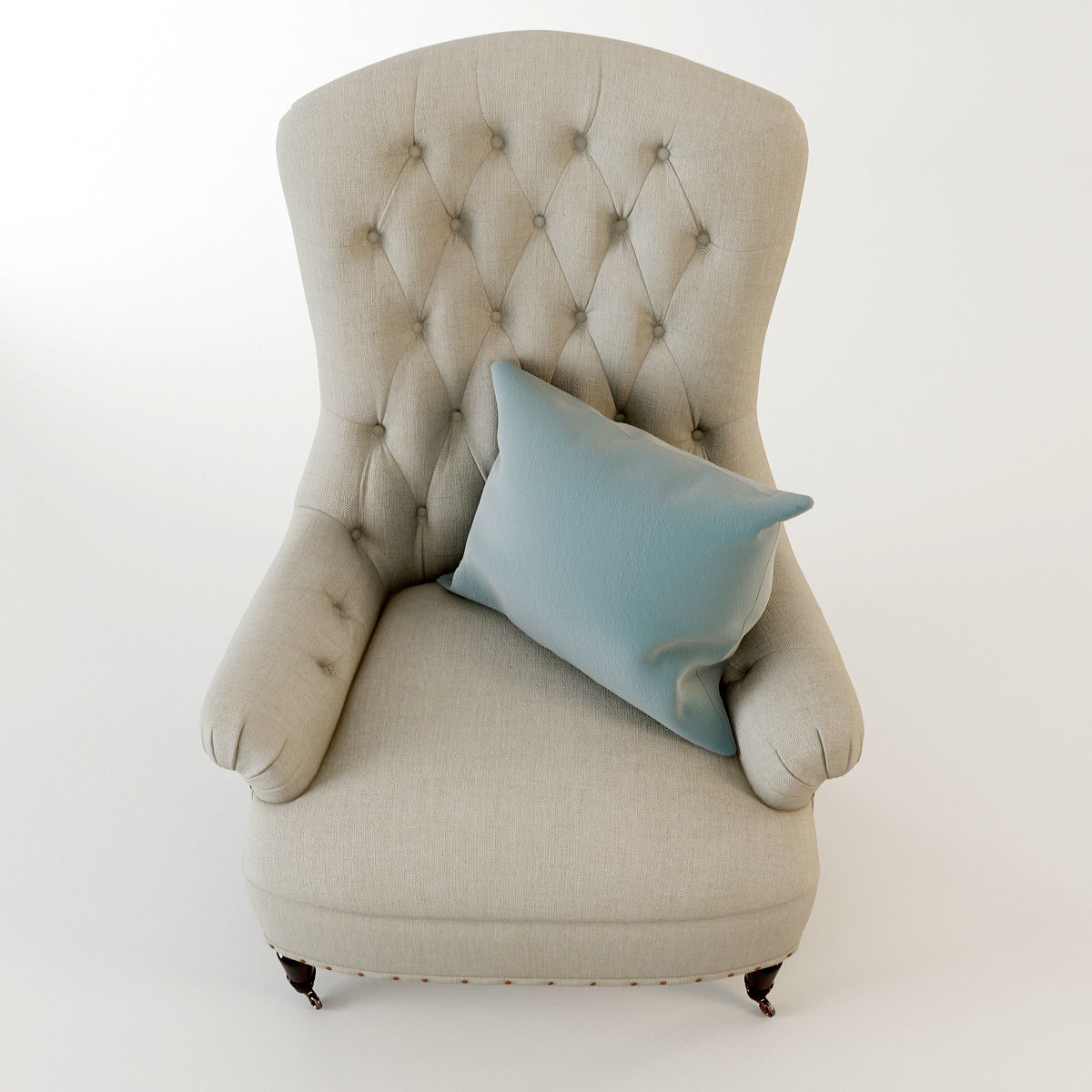 Armchair Tufted 3D model_2