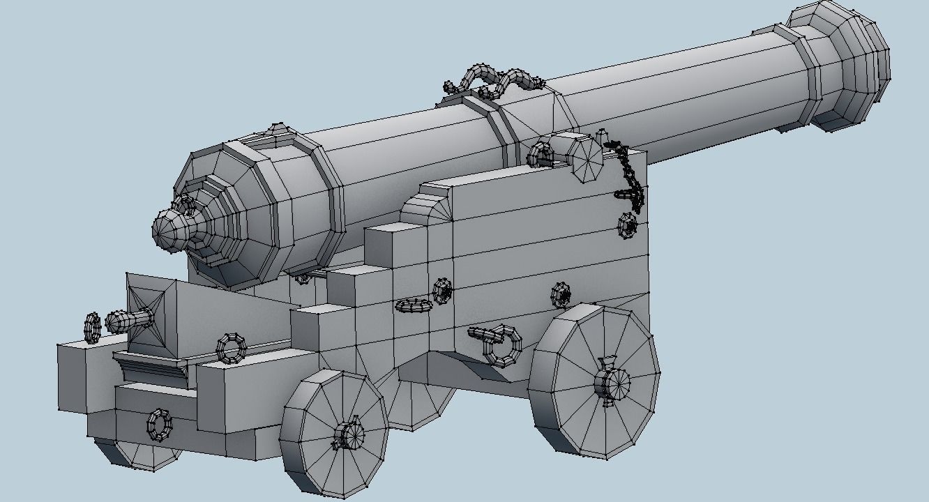 Colubrina Cannon 32lb Low-poly 3D model_33