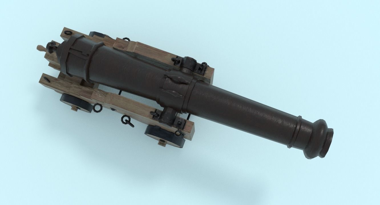 Colubrina Cannon 32lb Low-poly 3D model_4