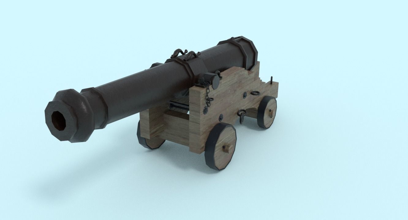 Colubrina Cannon 32lb Low-poly 3D model_9