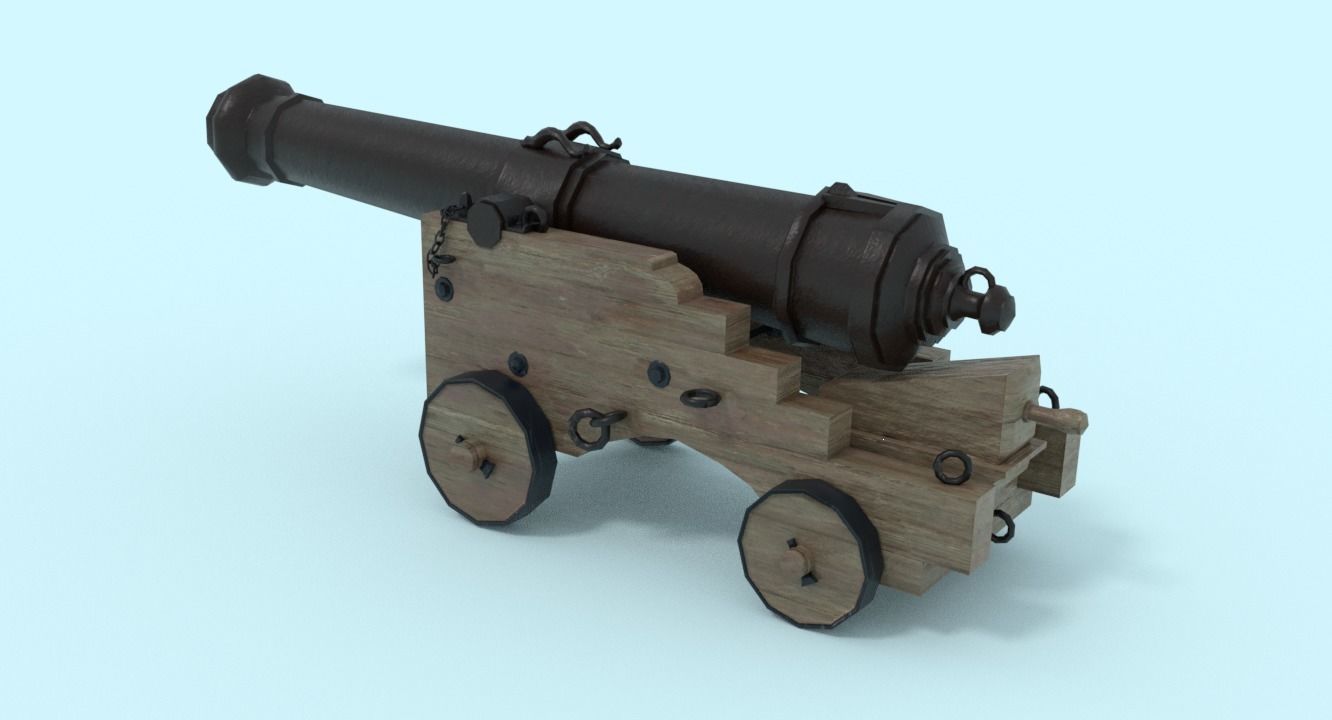 Colubrina Cannon 32lb Low-poly 3D model_1