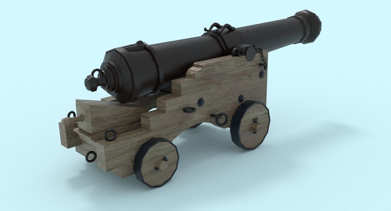 Colubrina Cannon 32lb Low-poly 3D model_2