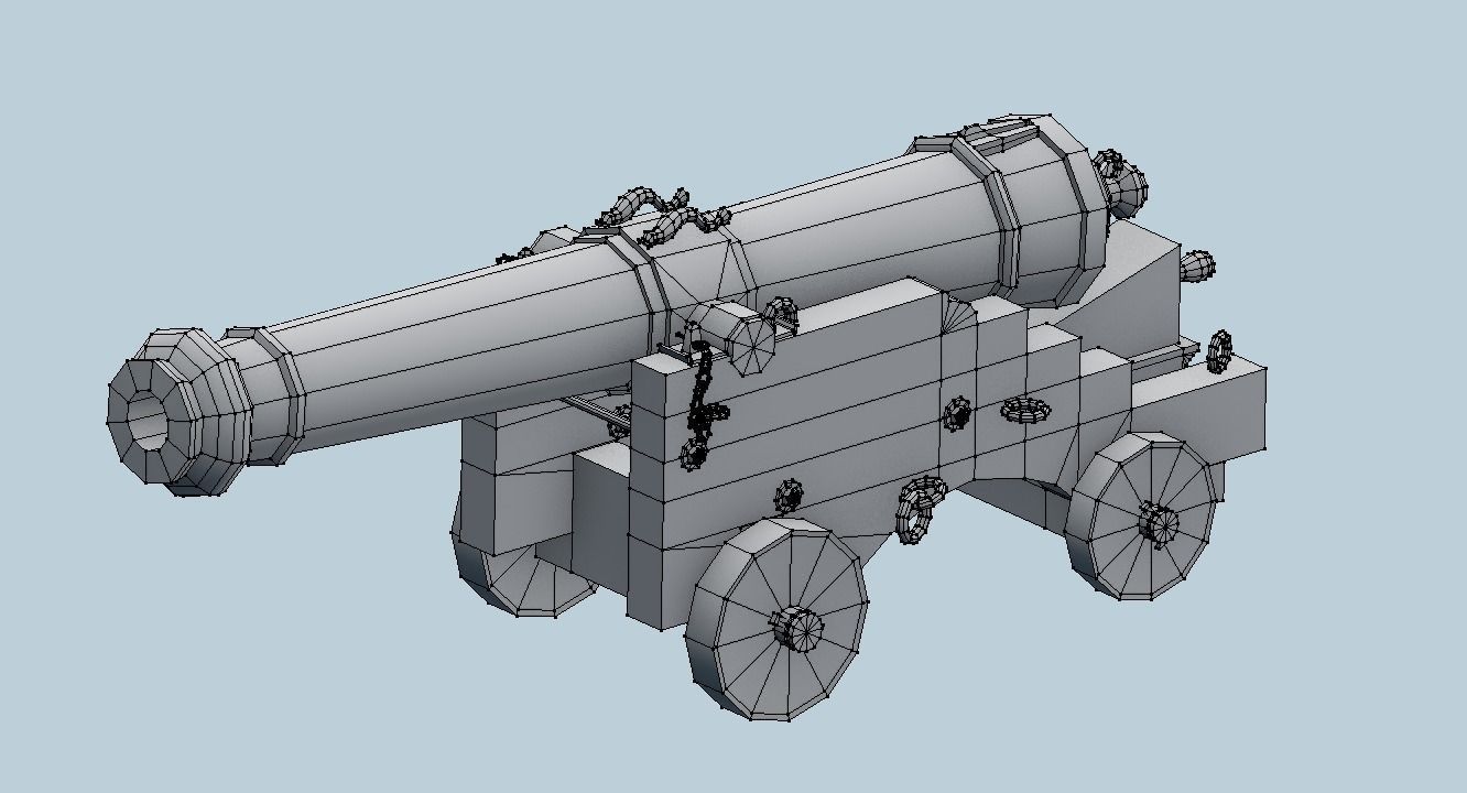 Colubrina Cannon 32lb Low-poly 3D model_31