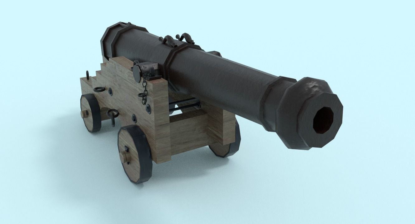 Colubrina Cannon 32lb Low-poly 3D model_3