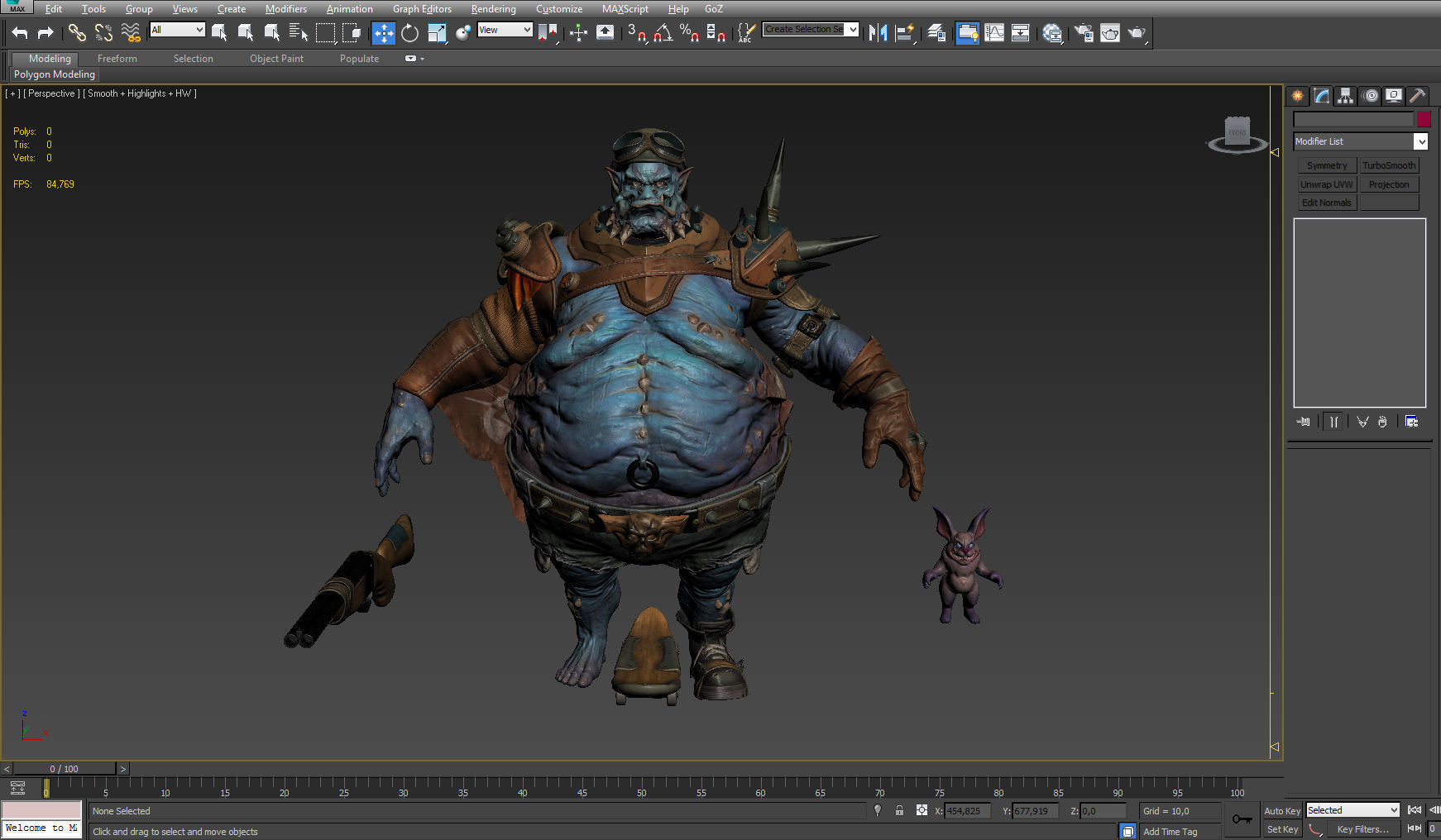 Crasus man with gun and skateboard Low-poly 3D model_6