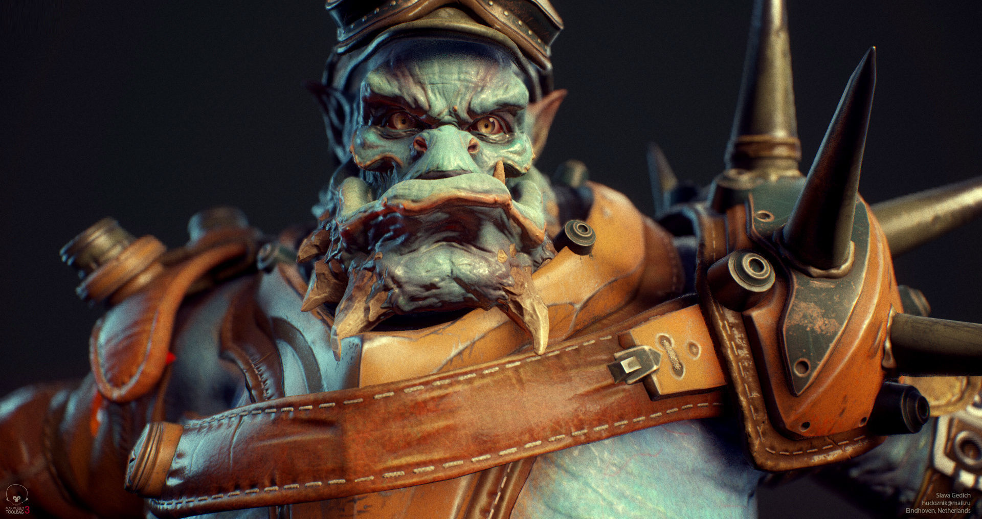 Crasus man with gun and skateboard Low-poly 3D model_2