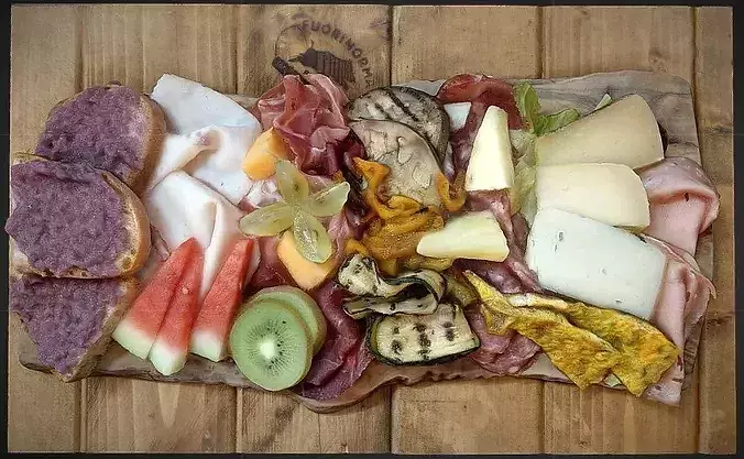 Cheese and cold meat assorted plate 3D model 2