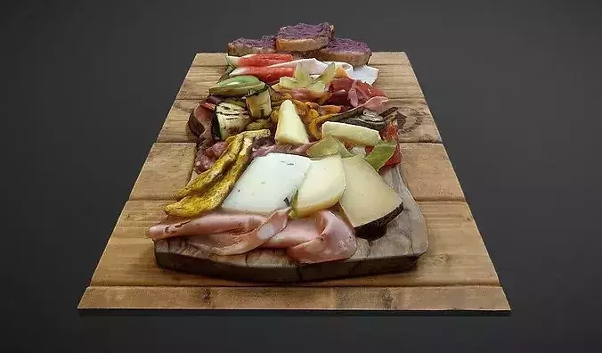 Cheese and cold meat assorted plate 3D model 4