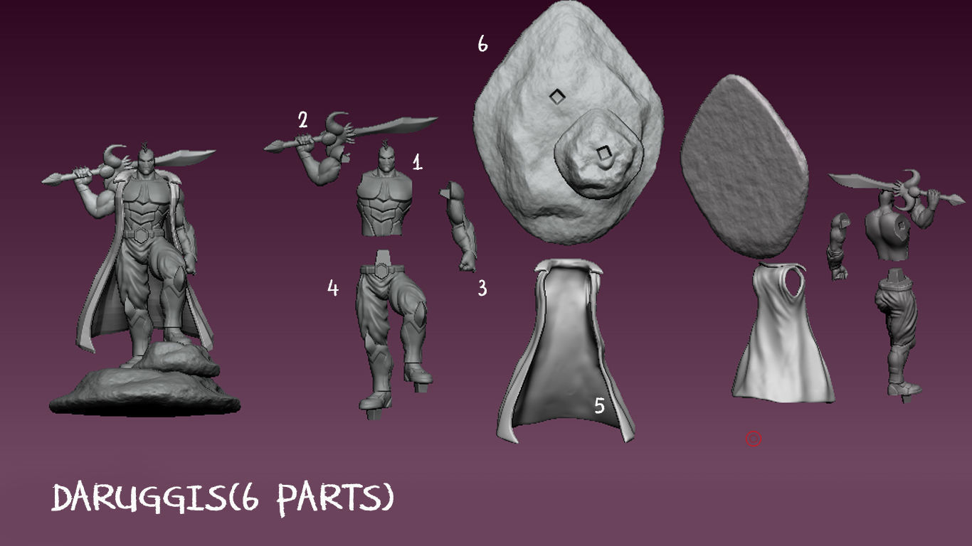 daruggis character holding sword 3D print model_2