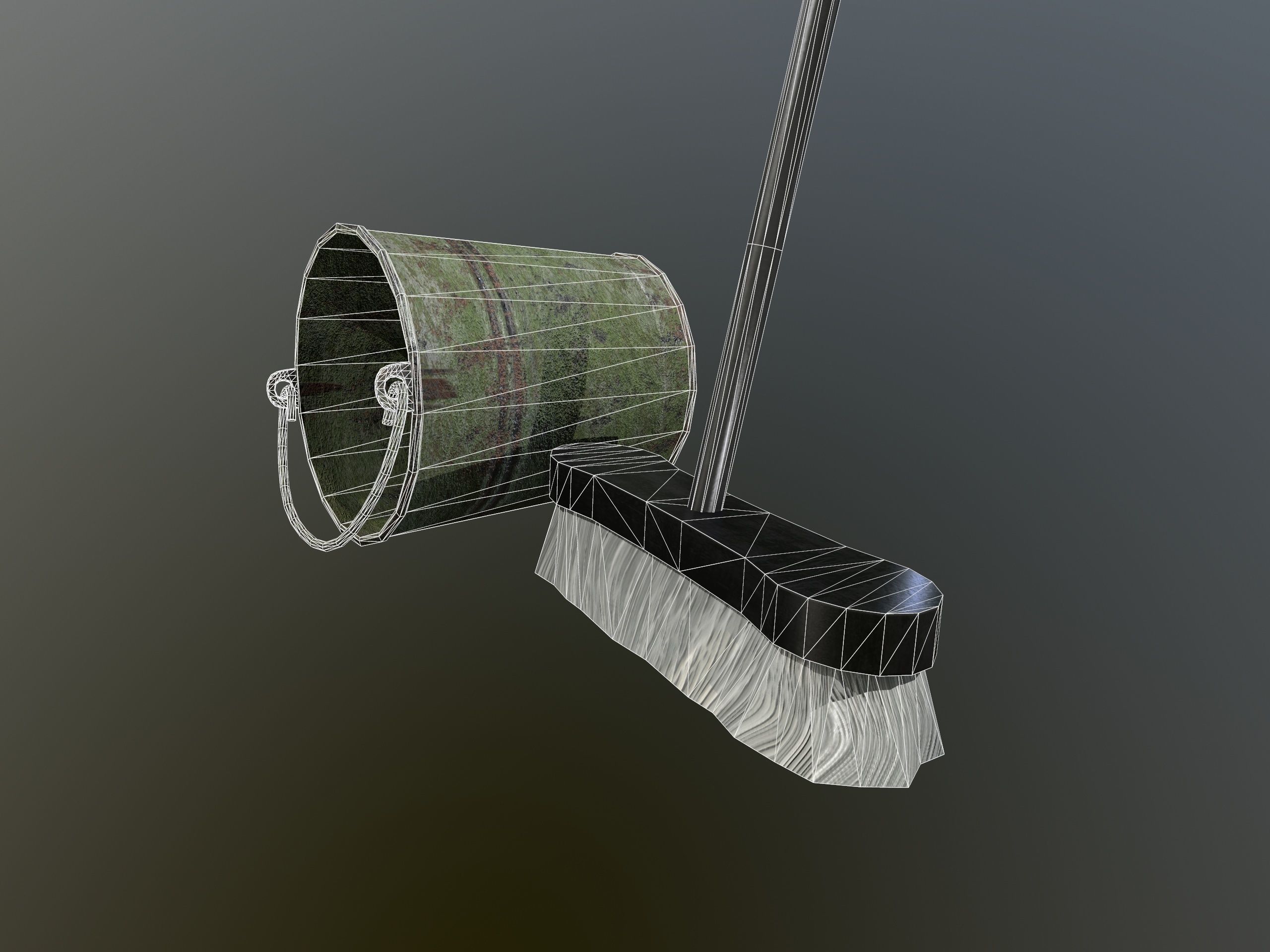 Broom Brush and Bucket Pack Low-poly 3D model_61