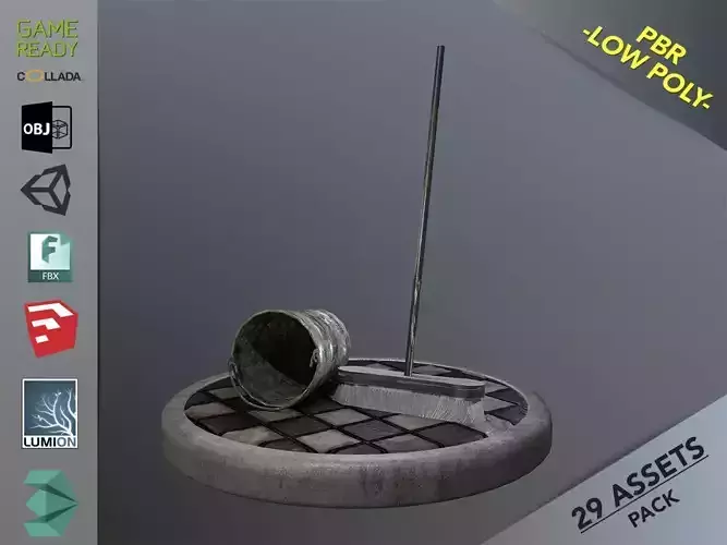 Broom Brush and Bucket Pack