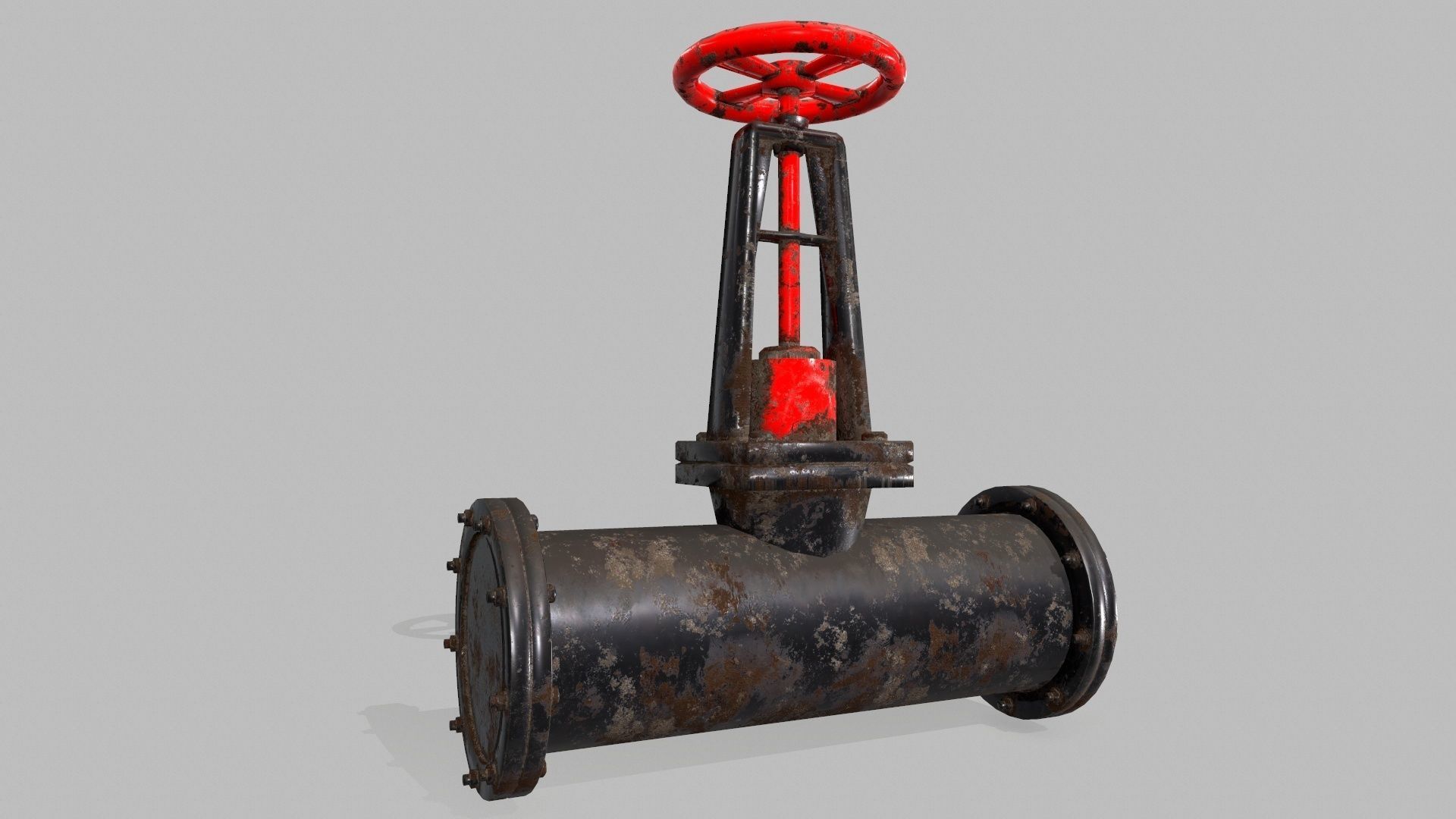 pipe set of pipes and valves Low-poly 3D model_3