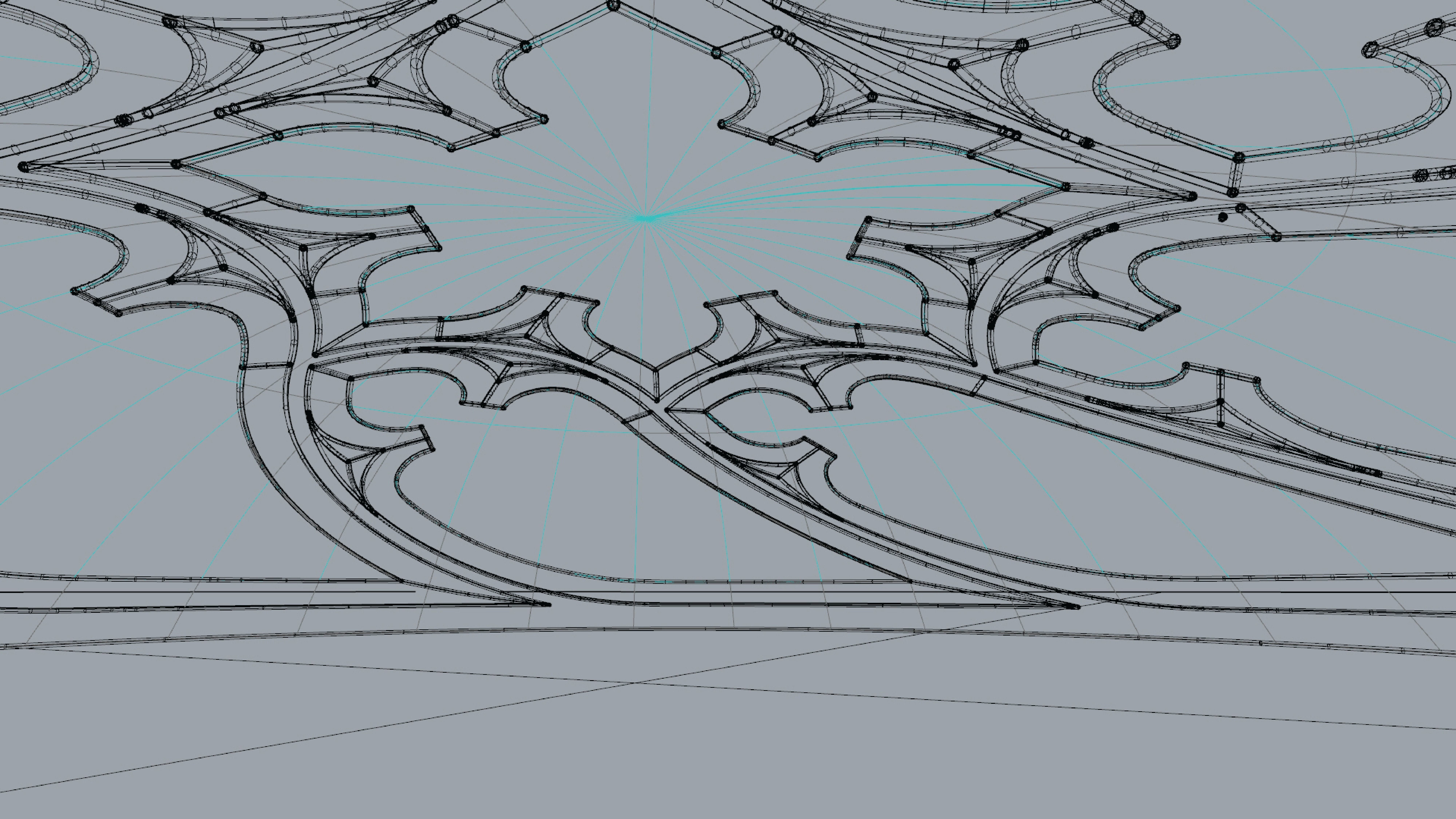 Dome with hexagonal pattern glass and steel structure Low-poly 3D model_13