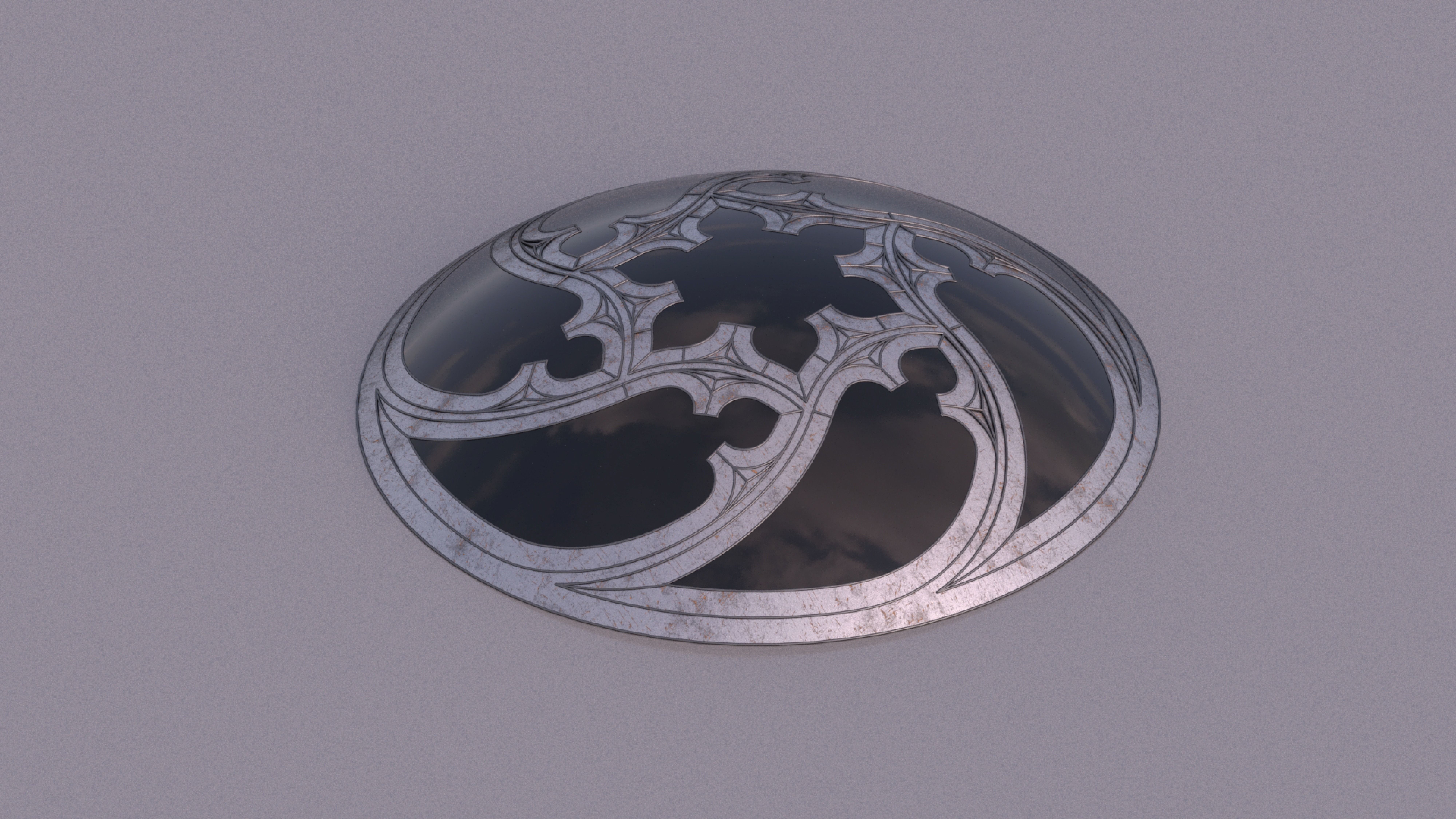 Dome with hexagonal pattern glass and steel structure Low-poly 3D model_3