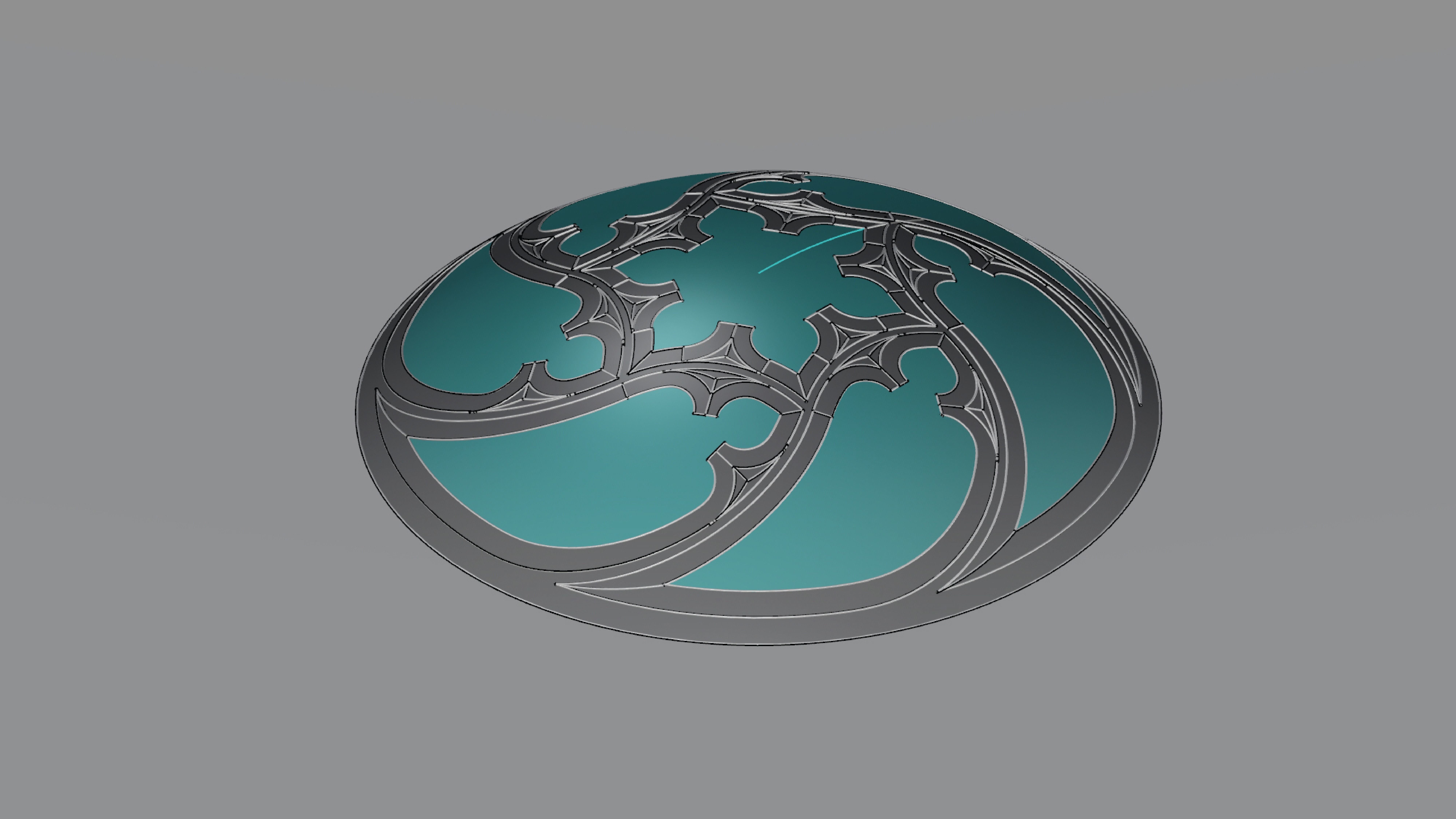 Dome with hexagonal pattern glass and steel structure Low-poly 3D model_7