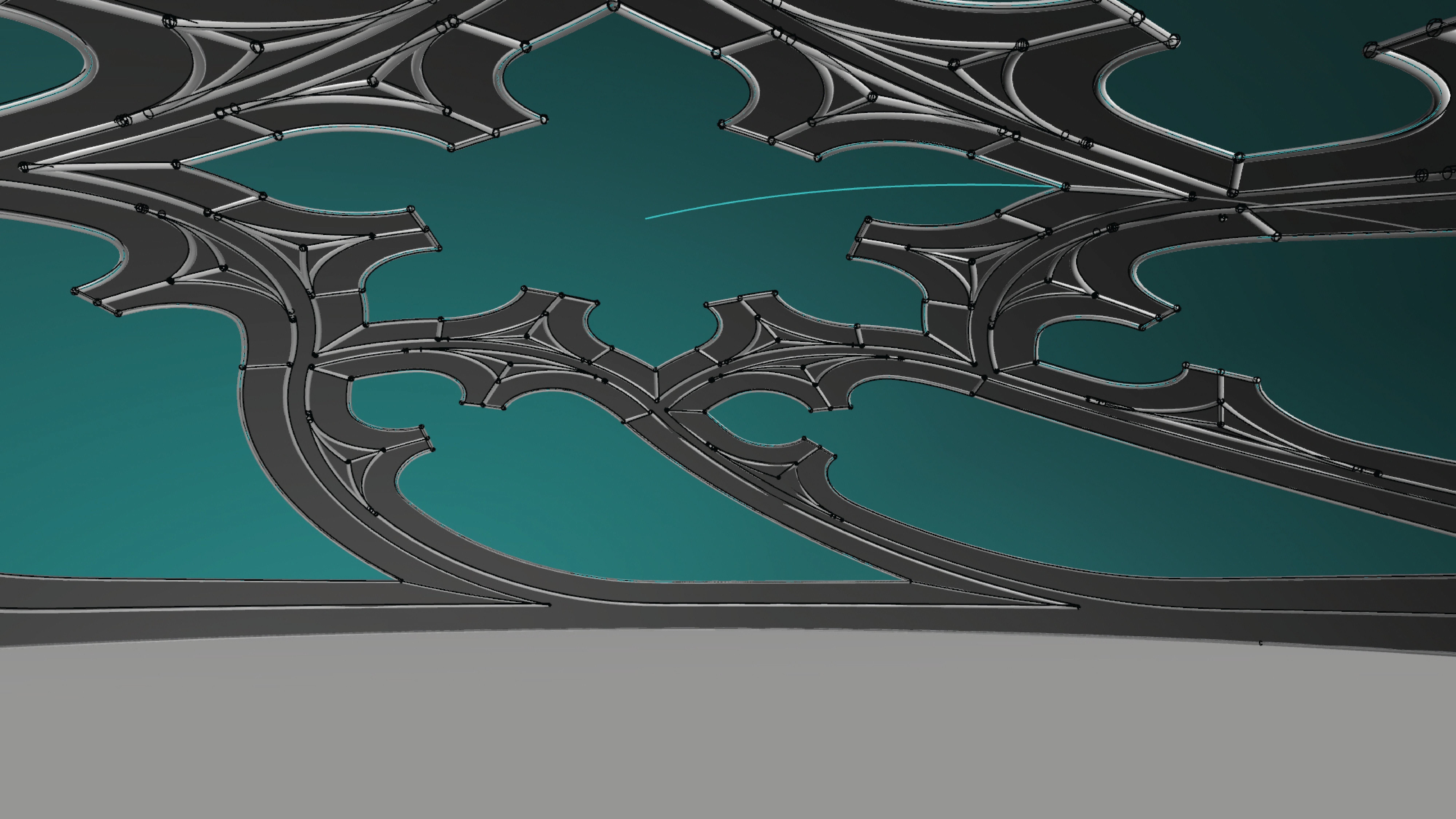 Dome with hexagonal pattern glass and steel structure Low-poly 3D model_8