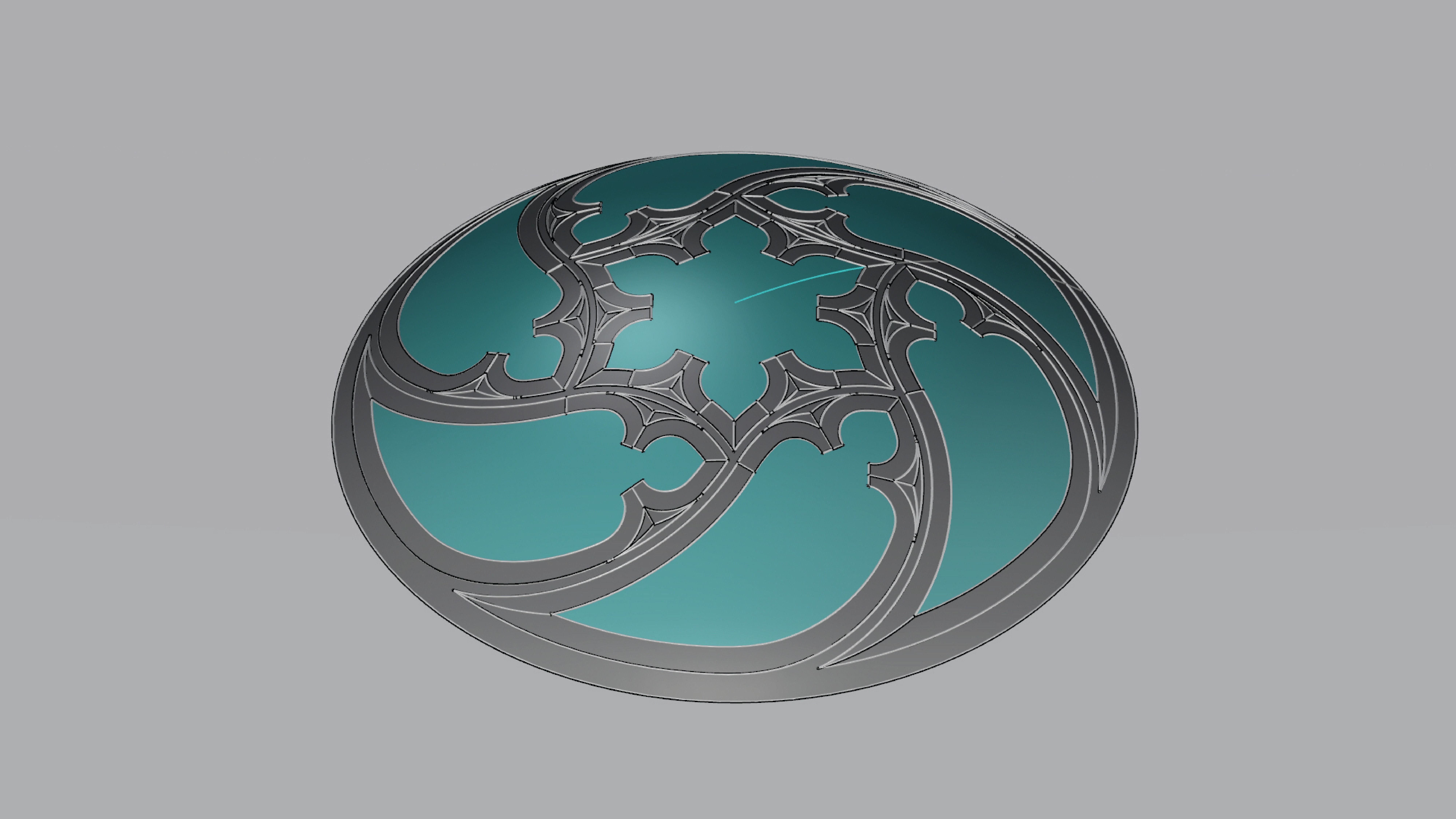 Dome with hexagonal pattern glass and steel structure Low-poly 3D model_10