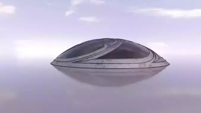 Dome with hexagonal pattern glass and steel structure Low-poly 3D model