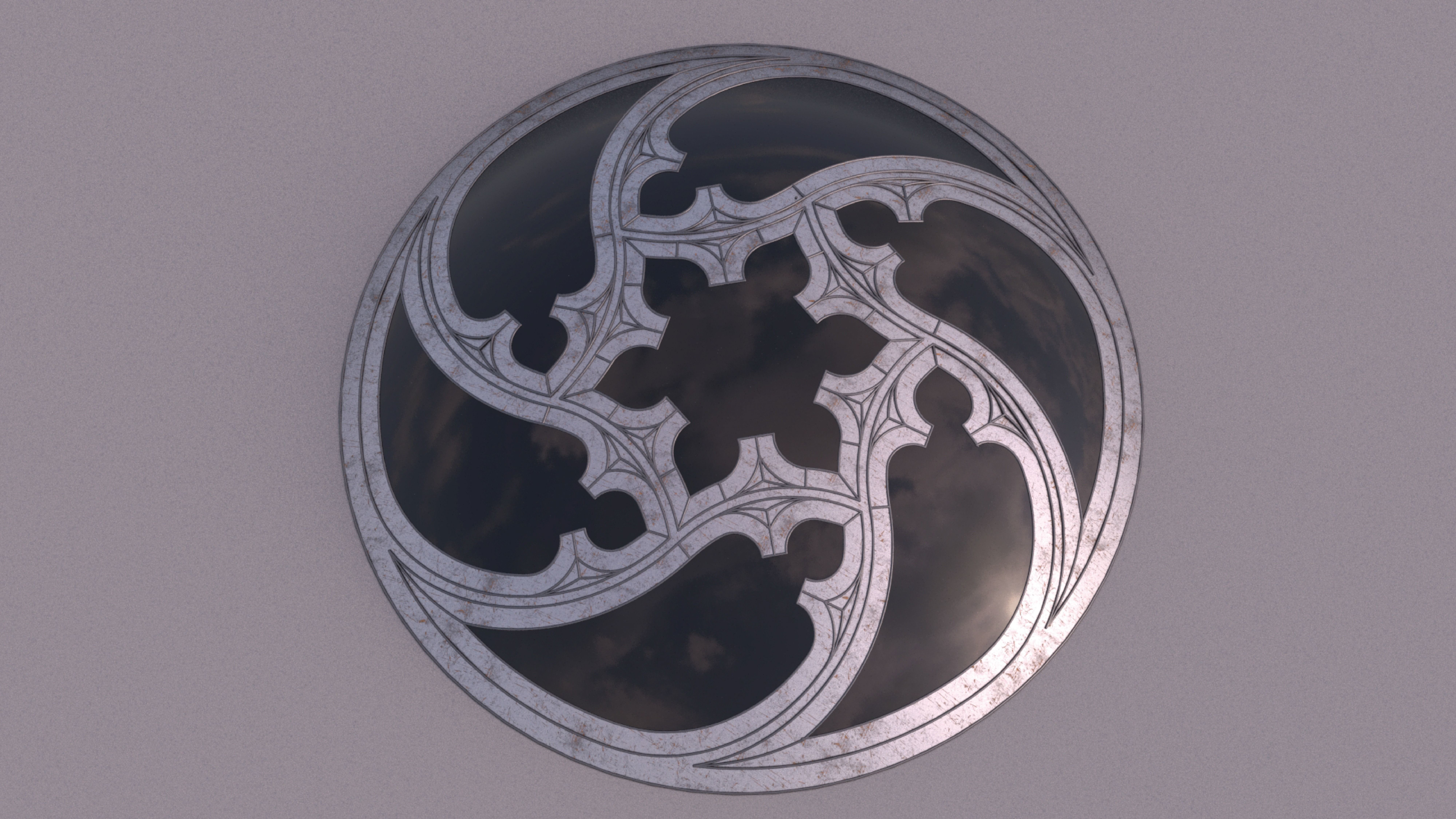 Dome with hexagonal pattern glass and steel structure Low-poly 3D model_4