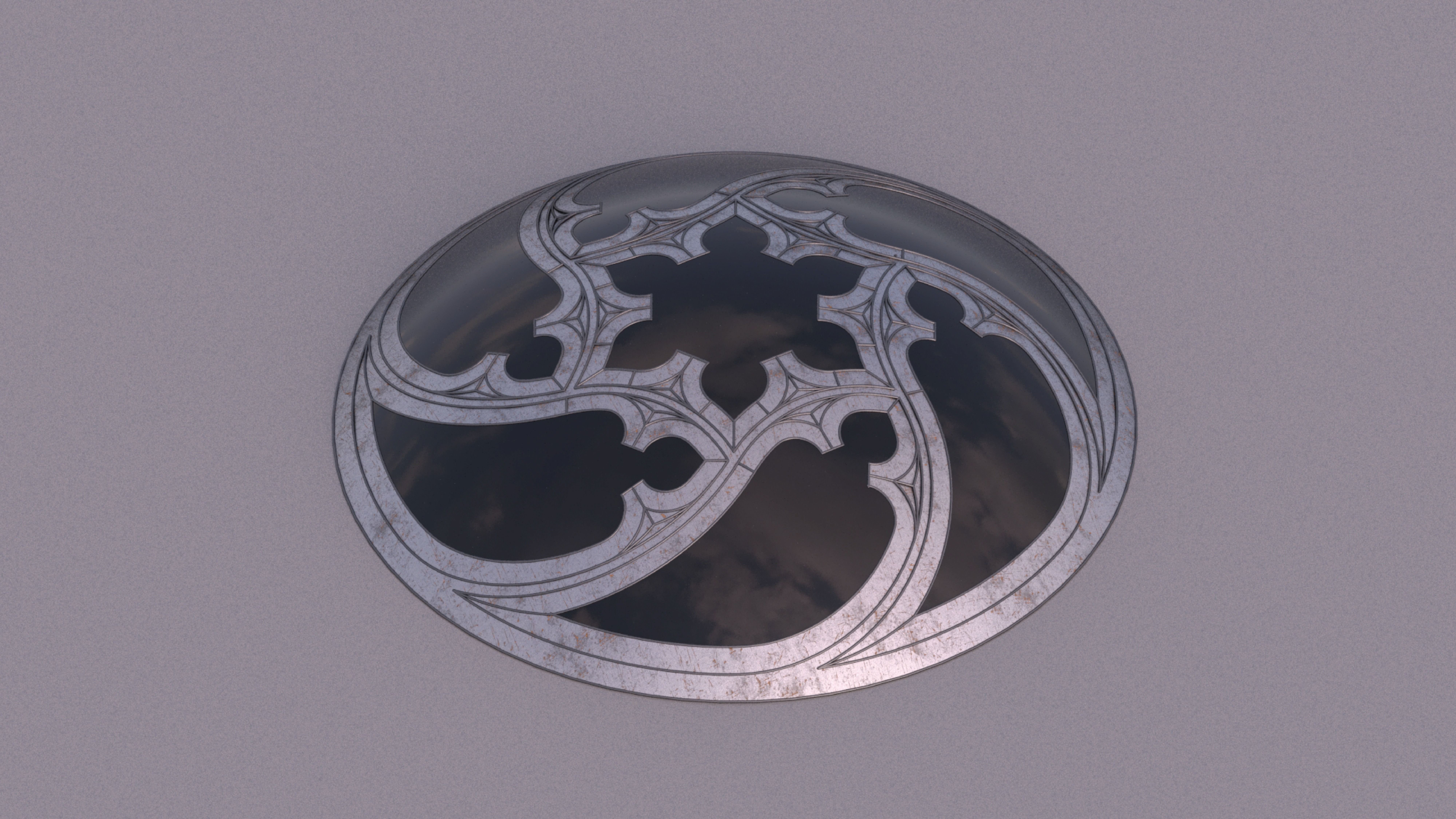 Dome with hexagonal pattern glass and steel structure Low-poly 3D model_2