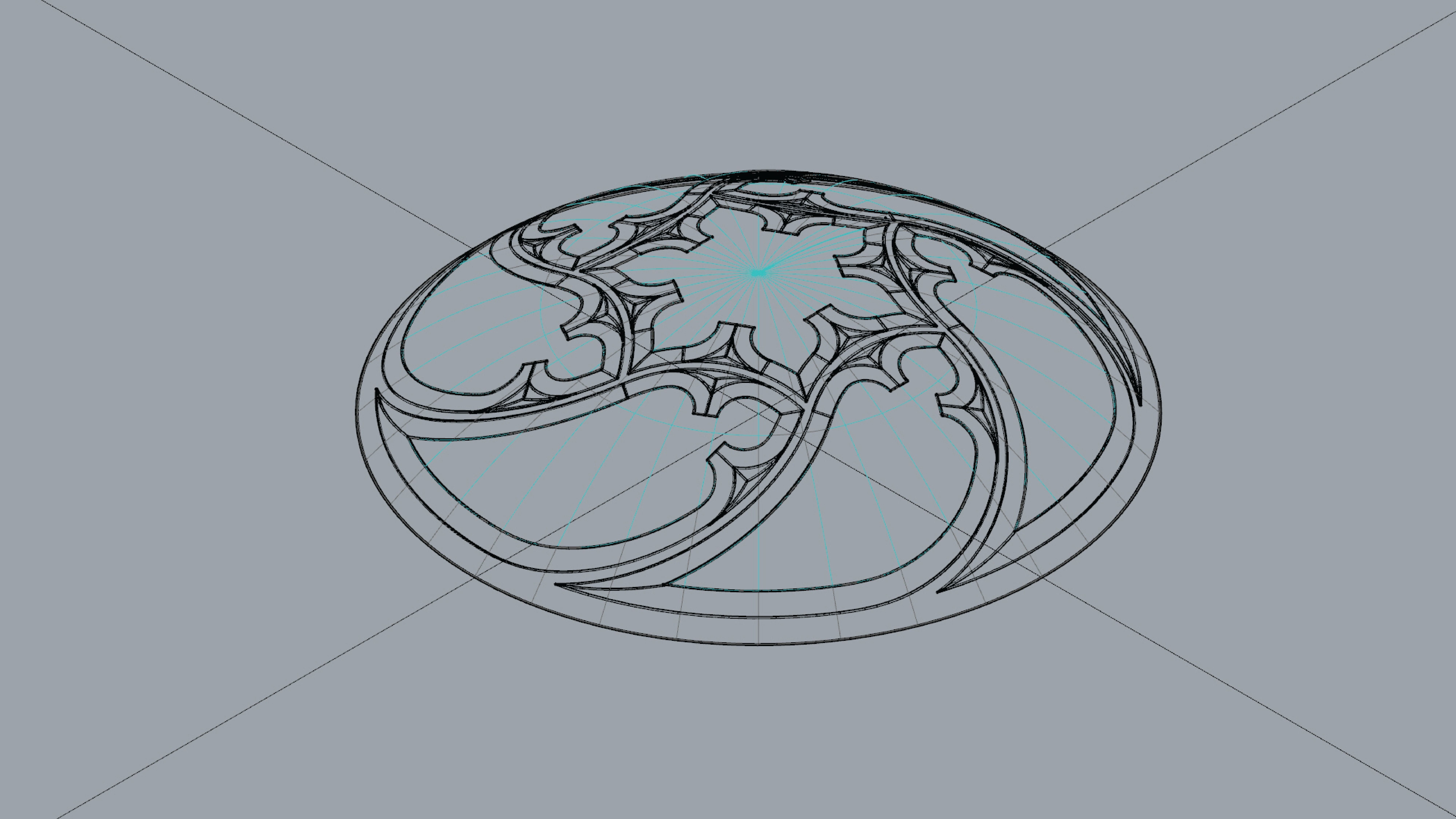 Dome with hexagonal pattern glass and steel structure Low-poly 3D model_15