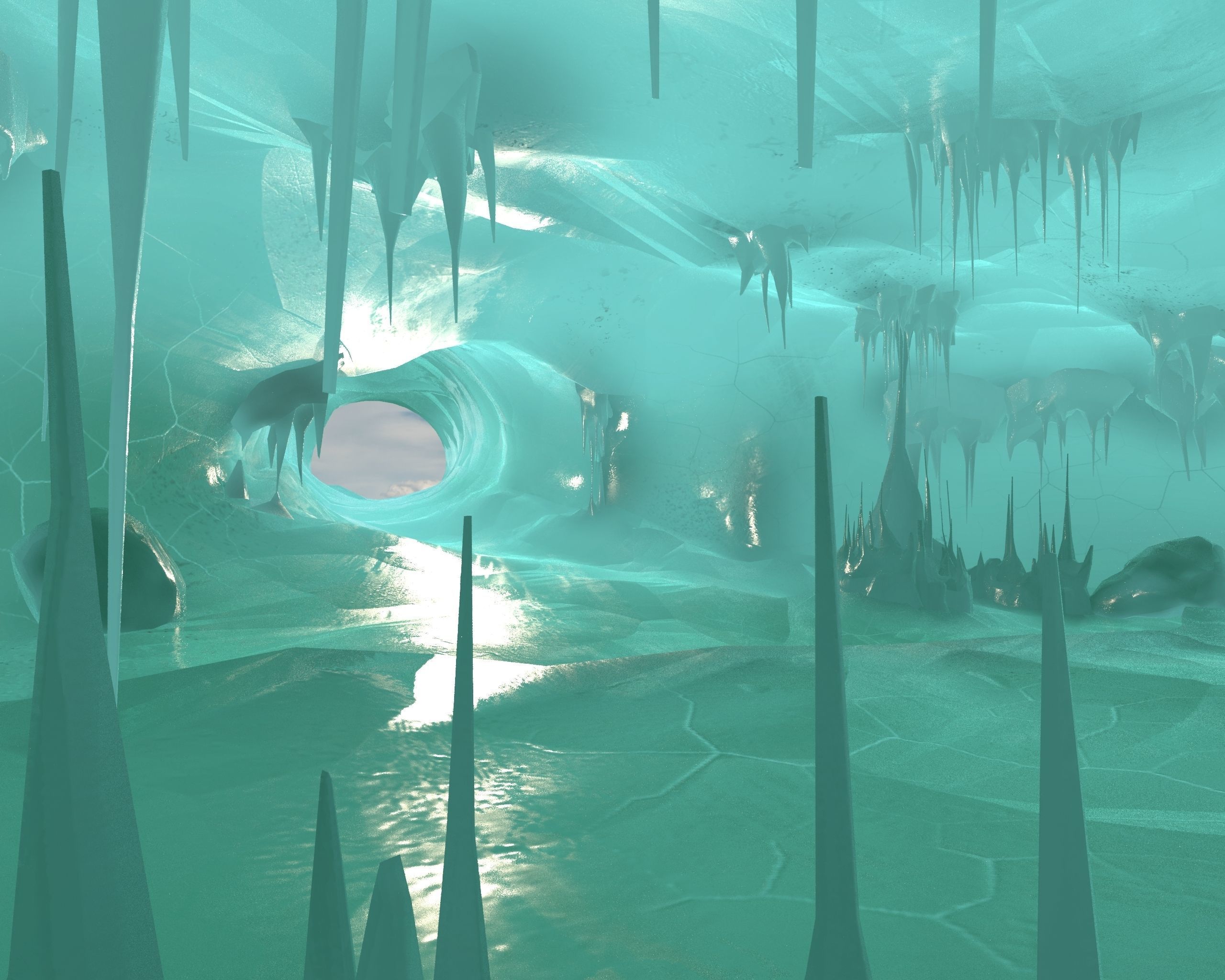 Ice Cave Low-poly 3D model_7